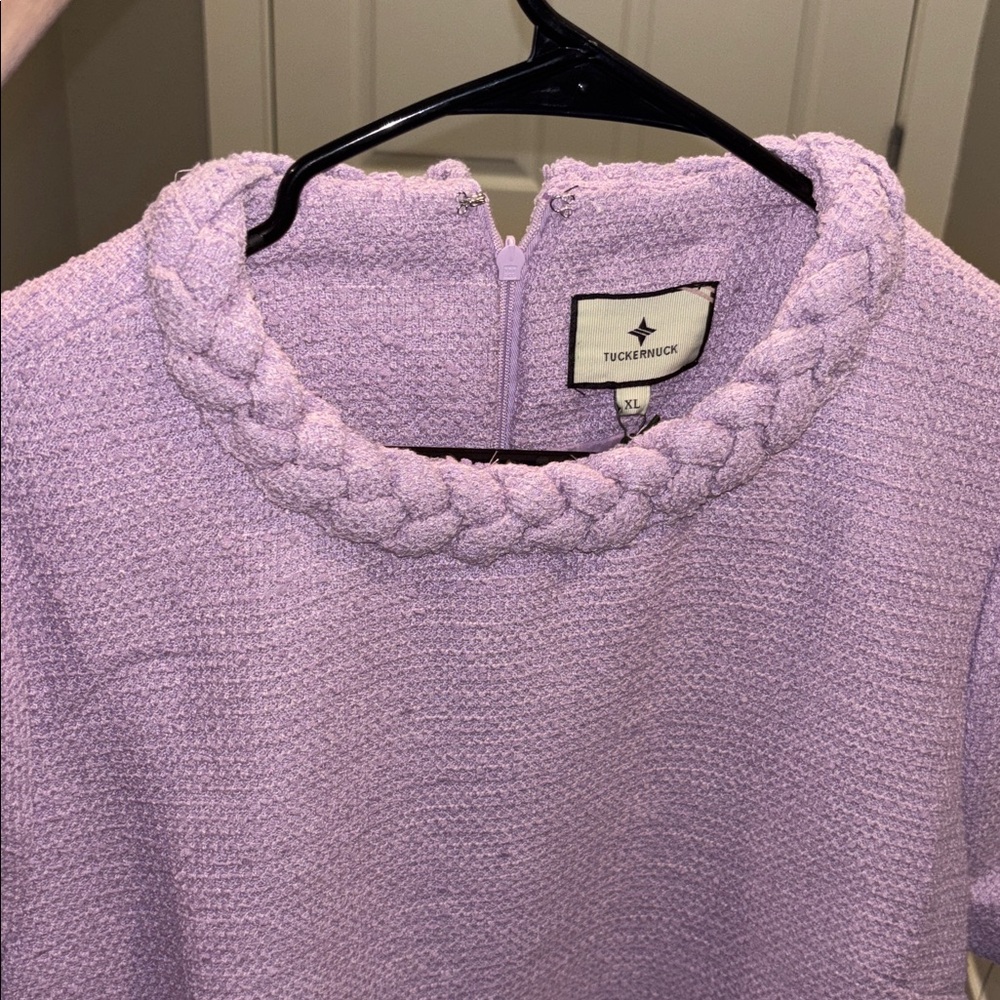 Lilac Tuckernuck Tweed Short Sleeve Dress Sz XL Fits like a sz 14 Misses - Picture 10 of 11